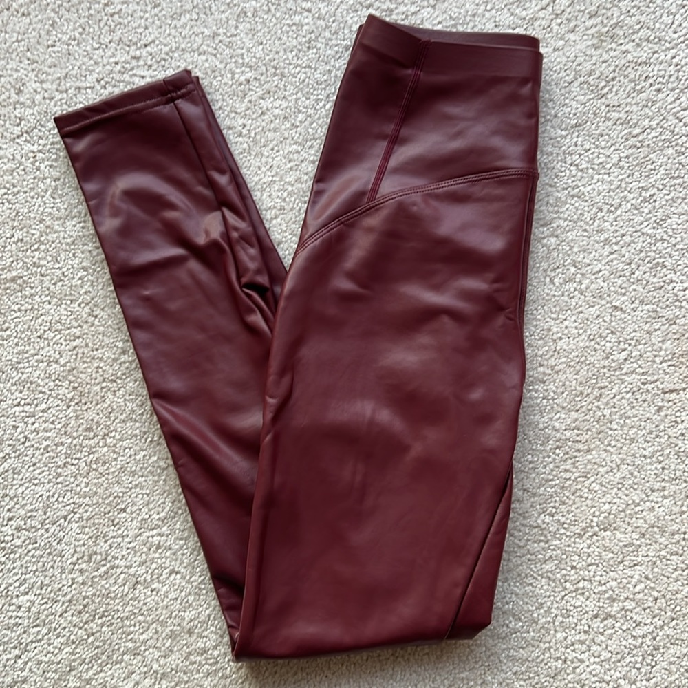 Faux Leather Red Leggings (Fleece Lined)